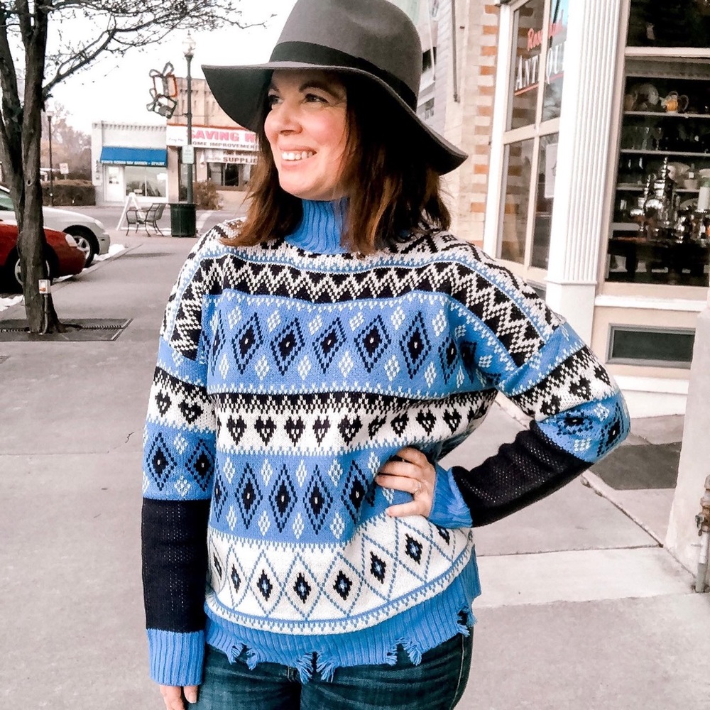 Honey Punch Mixed Pattern Sweater